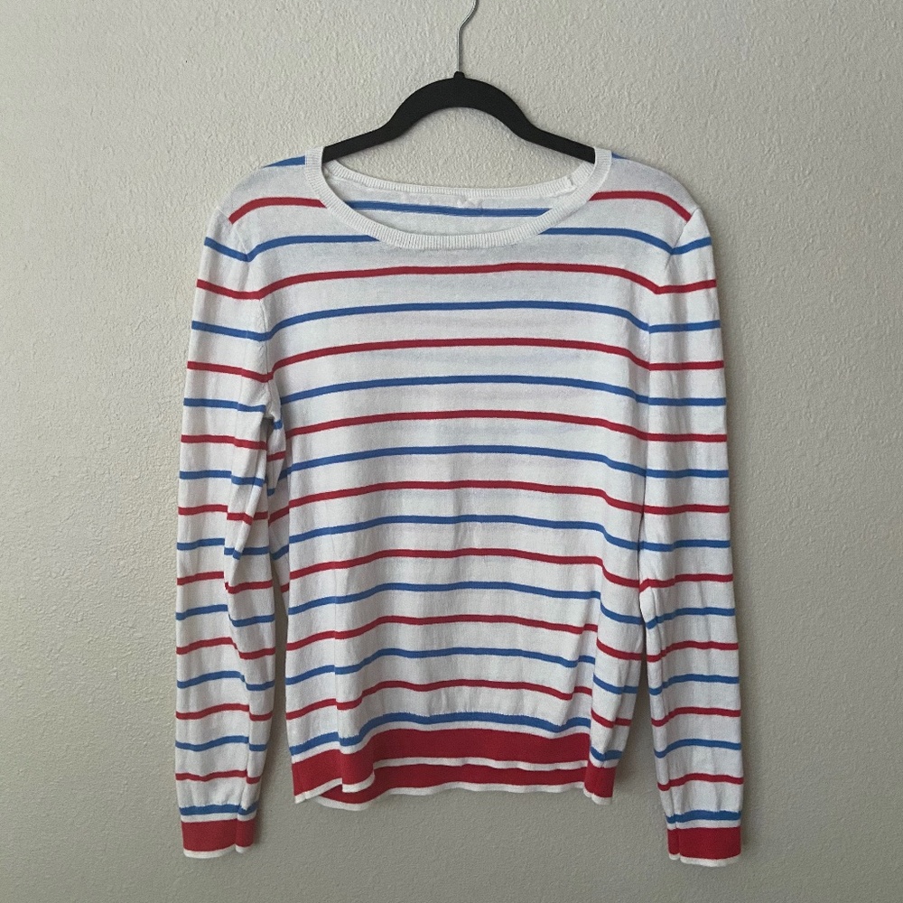 Red, White, and Blue Striped Sweater